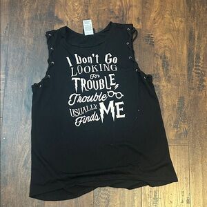 Black Sleeveless Graphic Top